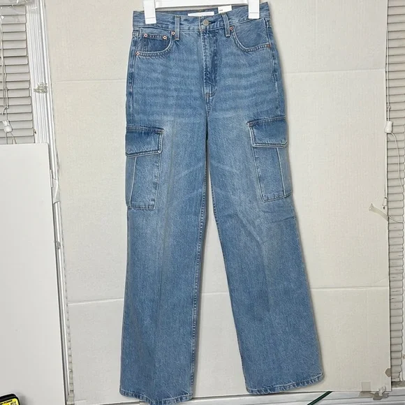 NWT Aritzia color 7 Yrs Bleu Taboo The Farrah Hi-Rise Cargo Jean - Picture 4 of 6